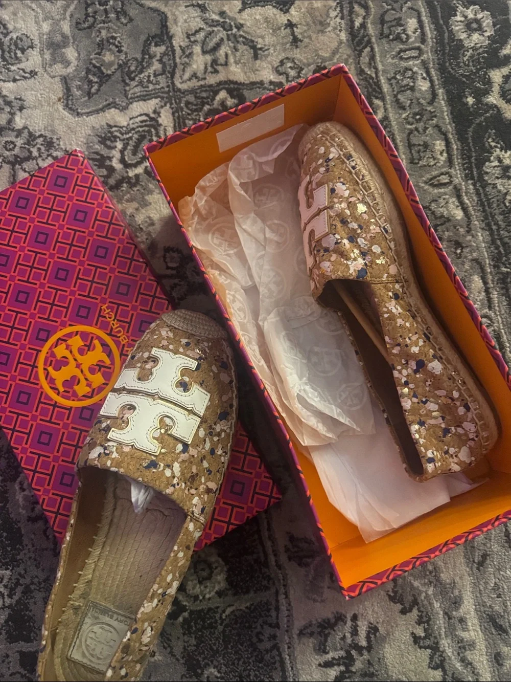 Tory Burch Pink and Orange Geometric Sunglasses Box